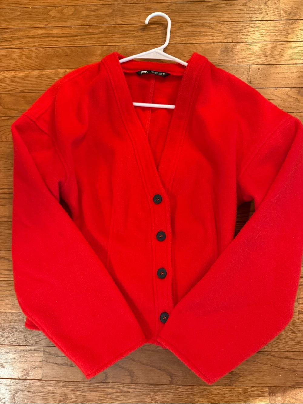 Zara Bright Red V-Neck Button Cardigan